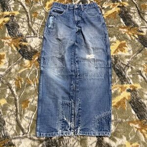 Y2K Baggy Embroidered Southpole Jeans Y2K Patchwork Southpole Denim Jeans